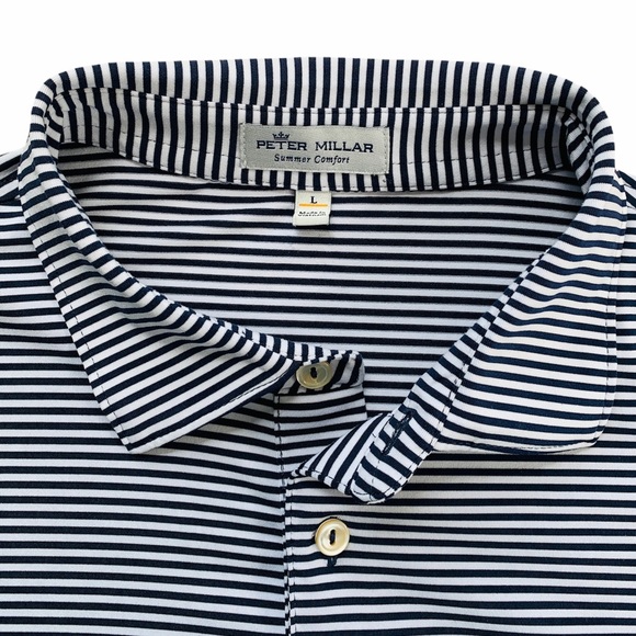 PETER MILLAR Men’s Large Polo Shirt Striped - Picture 4 of 12